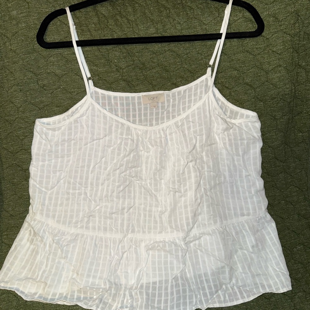 LOFT White Striped Camisole Top